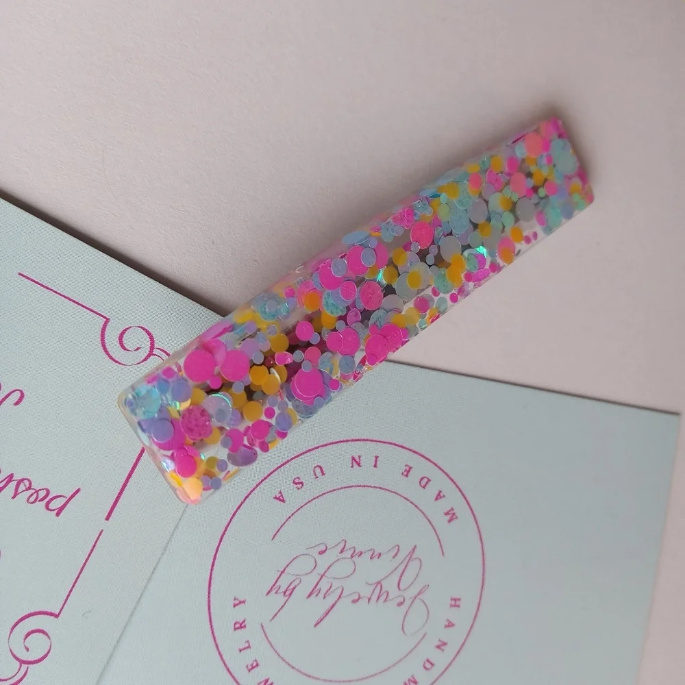 5/$25 Hand Crafted Multicolor Confetti Hair Clip